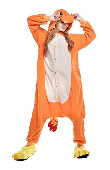Cokle Adult Cartoon Pajamas One Piece Sleepsuit Hooded Lounge Sleepwear Animal Costumes