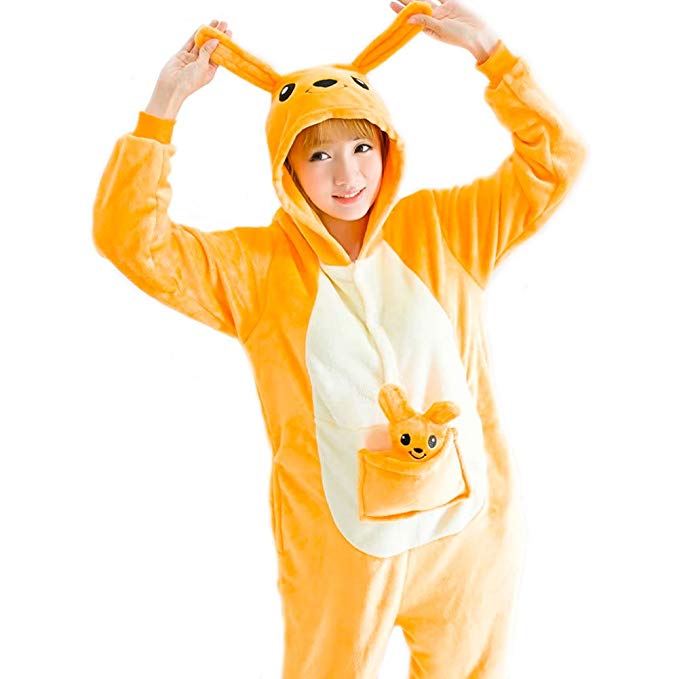 Adrinfly One-Piece Pajamas Unisex Costume Kangaroo Cosplay Adult Animal Onesie Sleepwear