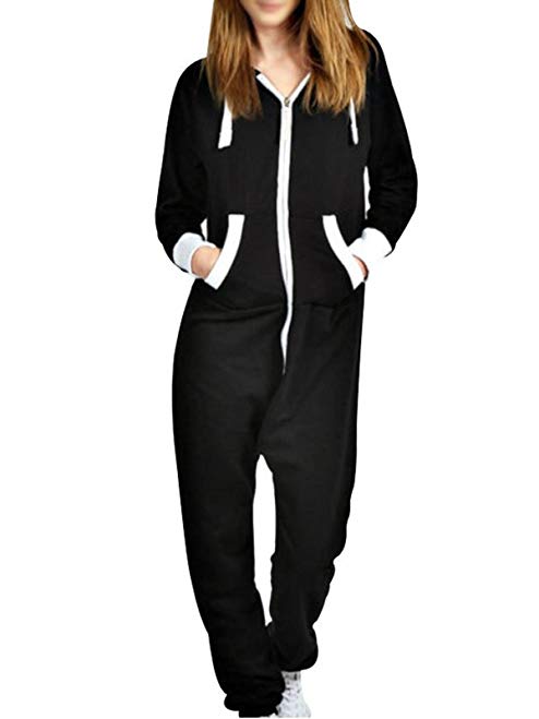 Jormarcos Unisex Onesie Jumpsuit Sportswear Zip Up Adult With Hoodie Pajama