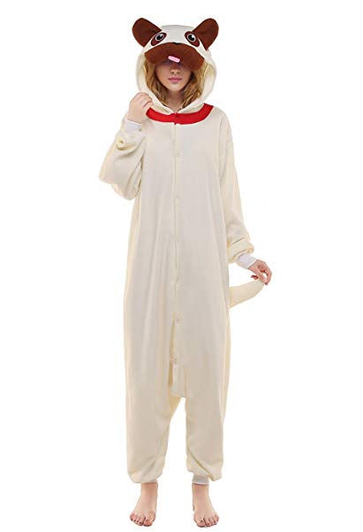 NEWCOSPLAY Adult Unisex Dog-Pug Onesie Pajamas Costume