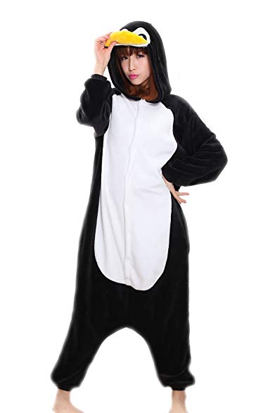 Adrinfly Unisex Penguin Onesies Adult One Piece Animal Pajamas Cosplay Costume