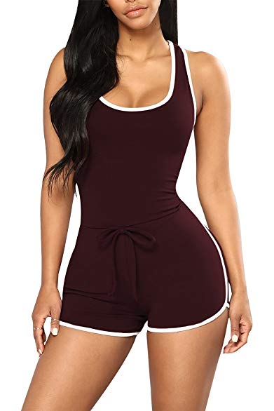 Pink Queen Women's Sexy Summer Tank Top Sport Lounge Shorts Jumpsuits Rompers