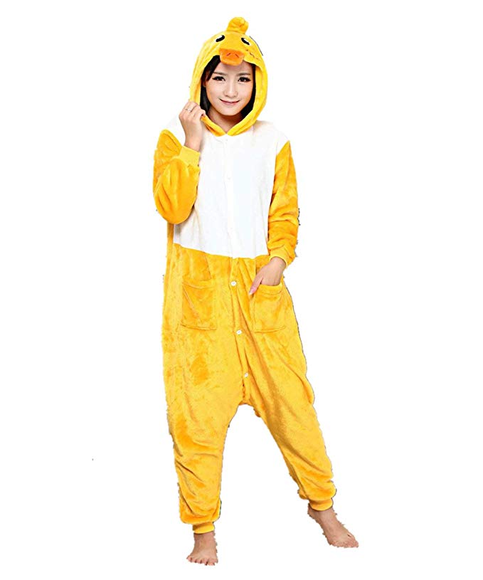 MizHome Unisex Kigurumi Anime Pajamas Costume Adult Animal Cosplay Duck S-XL