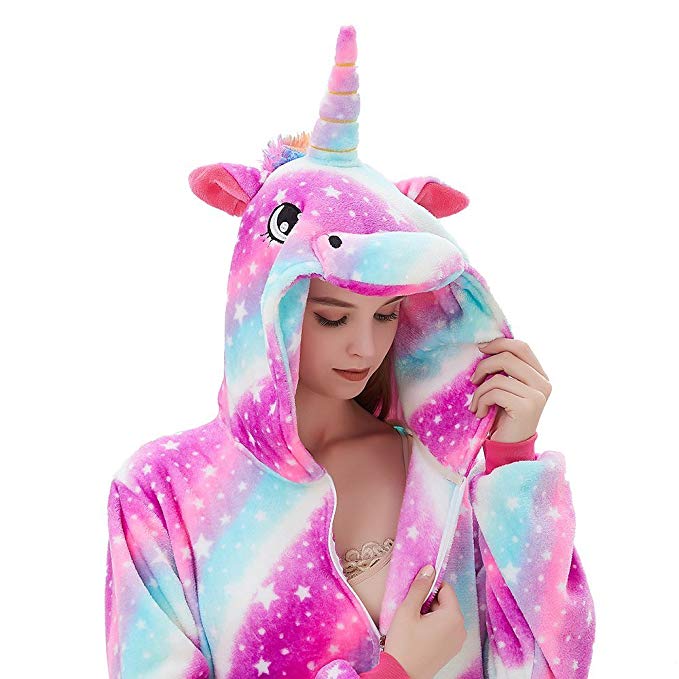 ABENCA Fleece Onesie Pajamas for Women Adult Cartoon Animal Unicorn Halloween Christmas Cosplay Onepiece Costume