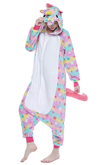 Newcosplay Adult Anime Unisex Unicorn Pyjamas Halloween Onesie Costume