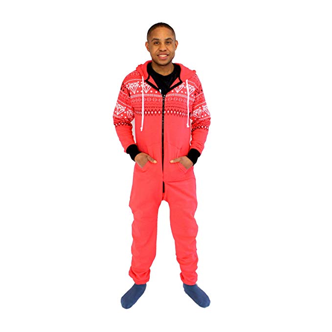 The Snooze Shack Hooded Onesie Jumpsuit with Diamonds - Watermelon Bling Bling