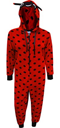 Totally Pink! Women's Red Ladybug Hooded One Piece Union Suit Pajama