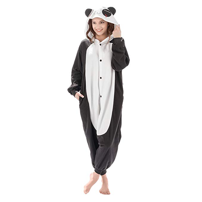 Emolly Fashion Adult Panda Animal Pajama Onesie for Teens and Adults - Soft and Comfortable with Pockets