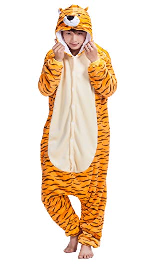 FunCos Unisex Adult Tiger Costume Cosplay Warm and Cozy Plush Pajamas