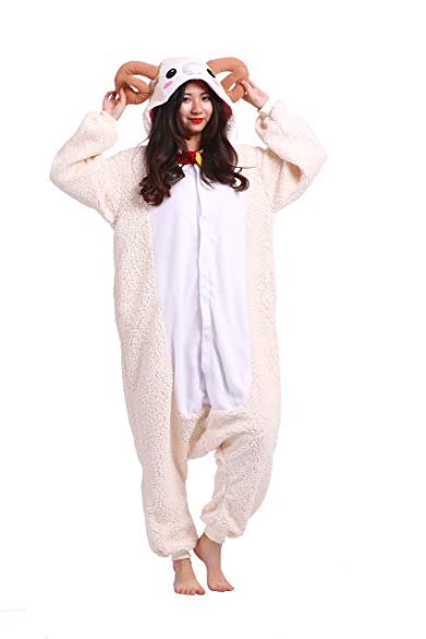 Magicmode Unisex Animals Cosplay Costumes Adults Hoodie Anime Onesie Pajamas Sleepwear Cartoon Goat