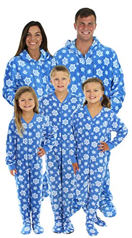 SleepytimePjs Family Matching Blue Snowflake Onesie PJs Footed Pajamas