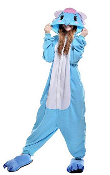 LATH.PIN Unisex Costume Animal Cosplay Onesie Adult Pajamas Anime Cartoon Sleepwear (S, Elephant)