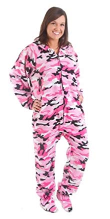 Forever Lazy Unisex Footed Pink Camo Adult Onesie One-Piece Pajama Jumpsuit