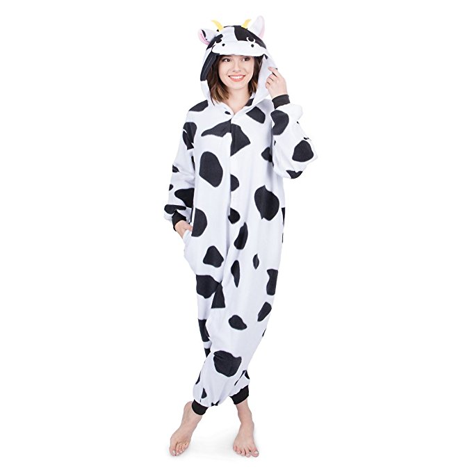 Emolly Fashion Adult Cow Animal Onesie Costume Pajamas for Adults and Teens