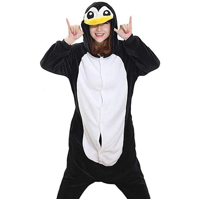 Afoxsos Adult Penguin Onesies Sleepwear Unisex Animal Pajamas Cosplay Costume