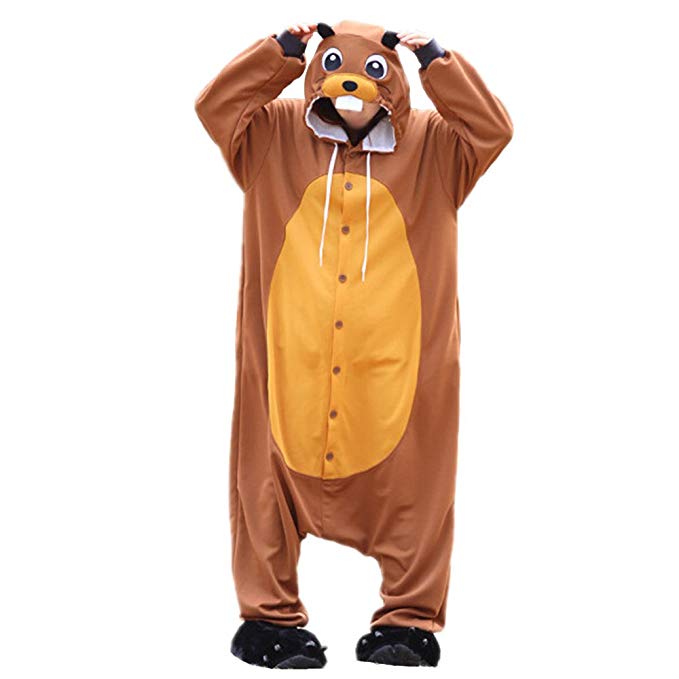 WOTOGOLD Animal Cosplay Costume Beaver Mens Womens Pajamas