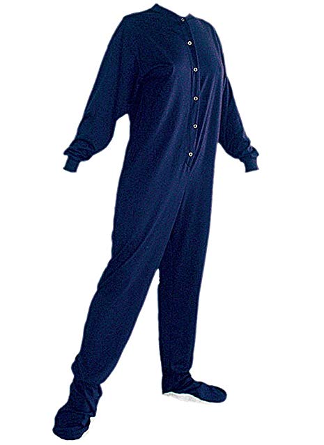 Big Feet PJs Navy Knit Footed Pajamas for Adults