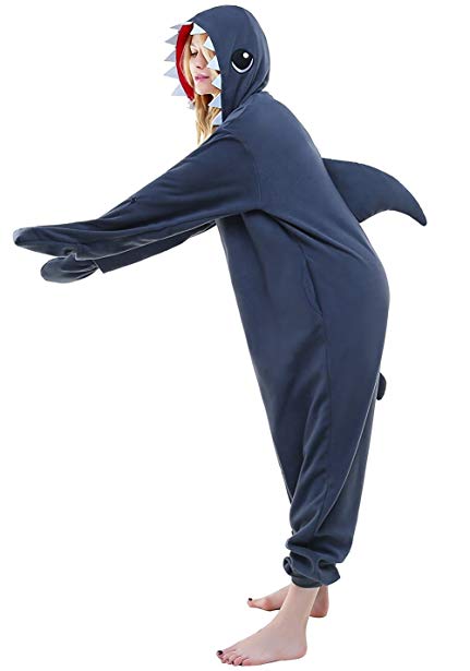 Dona-Brayman Adult Animal Pajamas - Shark One Piece Plush Cosplay Onsies Sleepwear