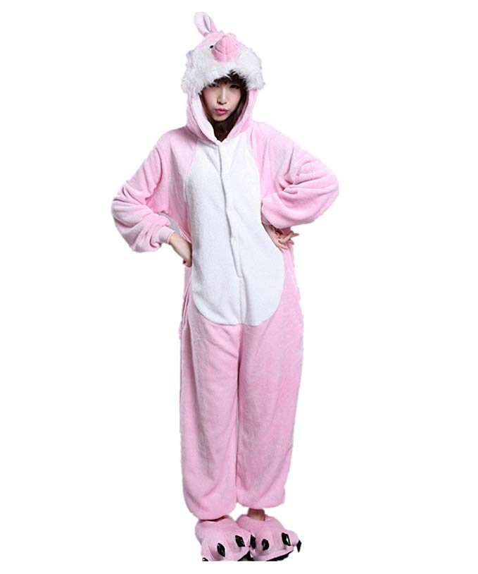 Japsom Pink Easter Bunny Rabbit One-Piece Kigurumi Pajamas Costume Cosplay S-XL