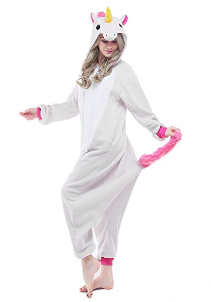 NEWCOSPLAY Unisex Aduit Unicorn Pajamas- Plush One Piece Cosplay Animal Costume