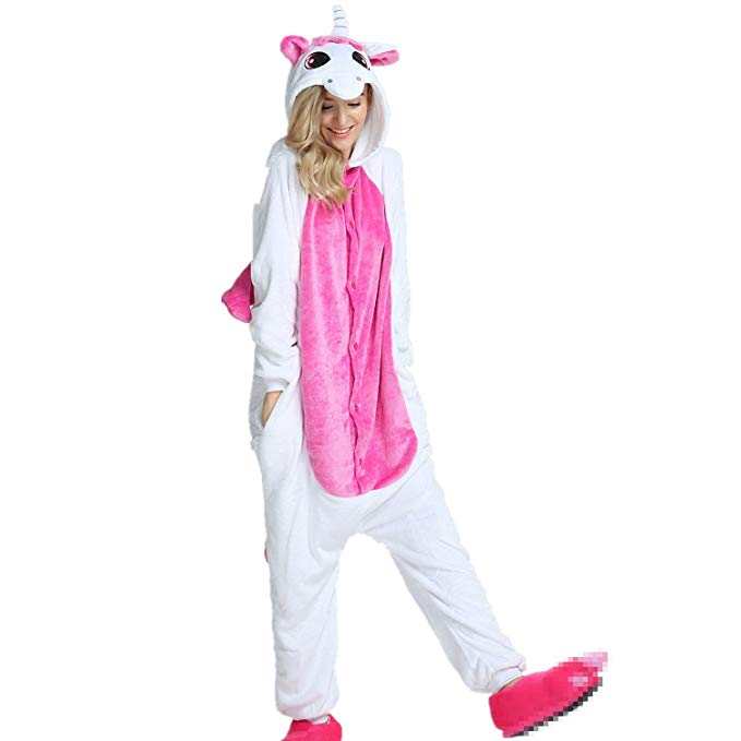 xiaoying Unicorn Pajama Unisex Sleepwear Animal Costume With Hooded Fleece For Children, Boy and Girl