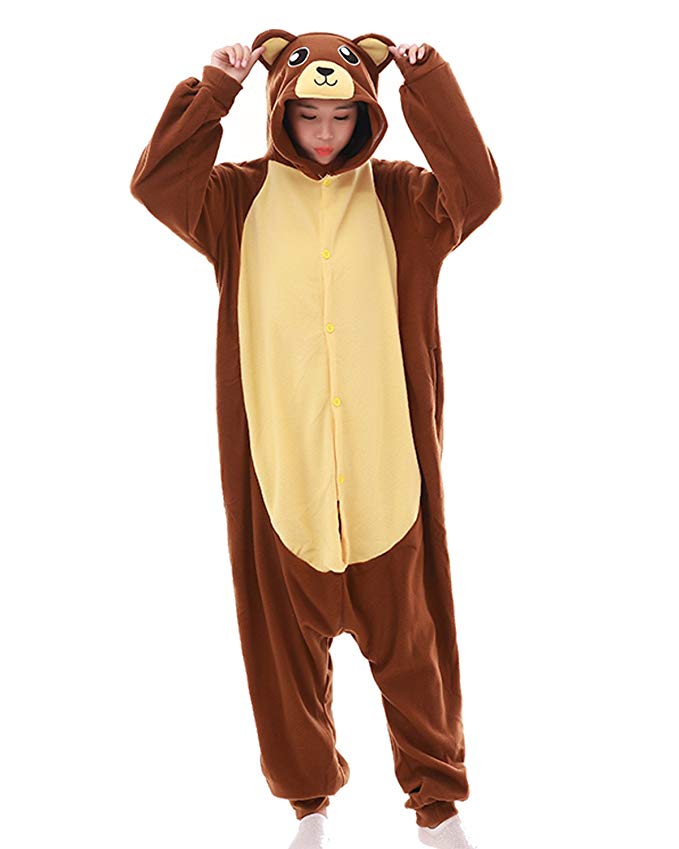 Jormarcos Adult Unisex Animal Cosplay Pajamas Brown Bear Costumes Homewear Onesie