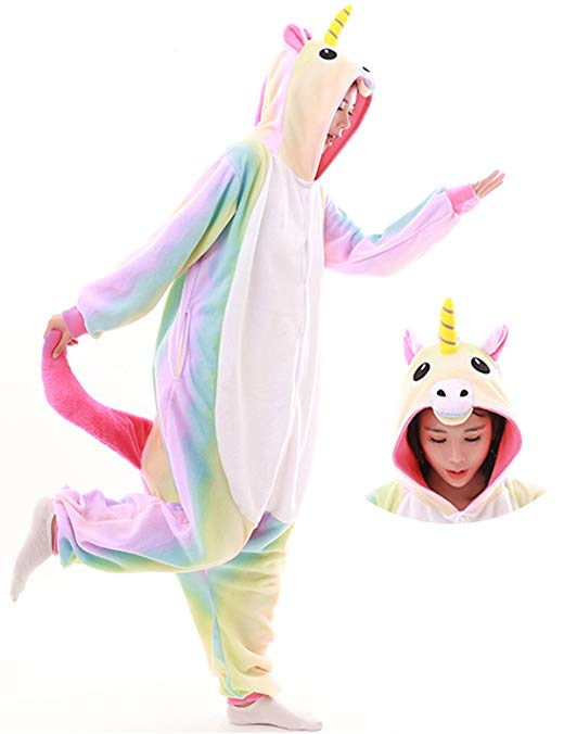 Unicorn Onesies Adult Pajamas Animal Cosplay Halloween Costume Kigurumi Sleepwear for Women Men