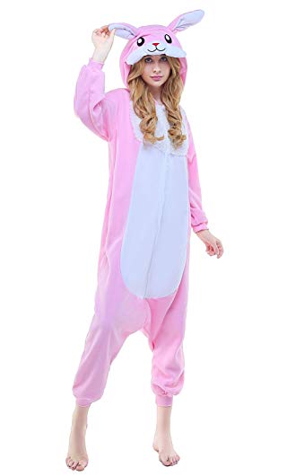 NEWCOSPLAY Sleepsuit Pajamas Homewear Pink Rabbit Onepiece Cosplay Costume Lounge Wear