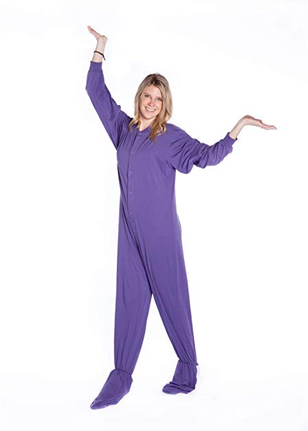 Big Feet Purple Cotton Jersey Knit Adult Footed Men & Women Onesie Pajamas