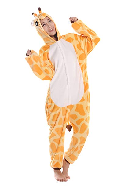 RubySports Unisex Onesie Animals Costume Giraffe Cosplay Adult Pajamas Jumpsuit
