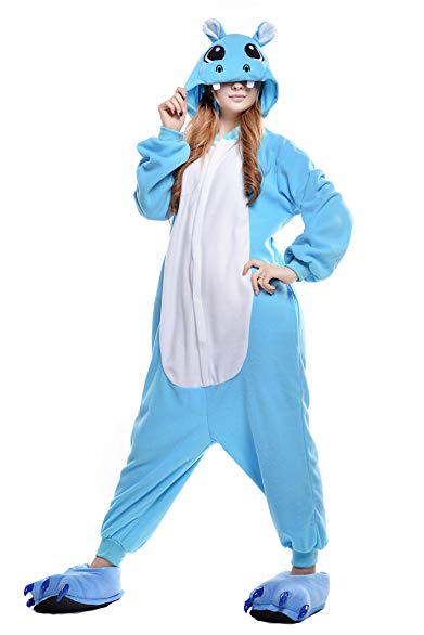 NEWCOSPLAY Sleepsuit Pajamas Homewear Hippo Onepiece Cosplay Costume Lounge Wear