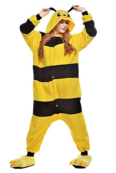 NEWCOSPLAY Adult Unisex Bee Onesie Pajama Costume