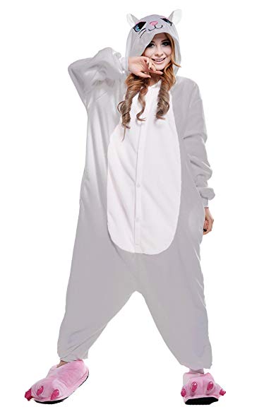 NEWCOSPLAY Adult Unisex Black Cat Onesie Pajamas Costume