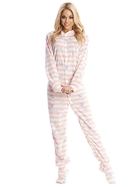Pink Elephant Adult Footed Pajamas