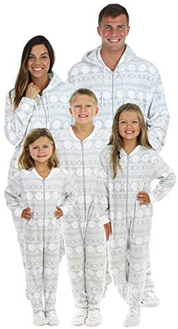 SleepytimePjs Family Matching Grey Snowflake Onesie PJs Footed Pajamas
