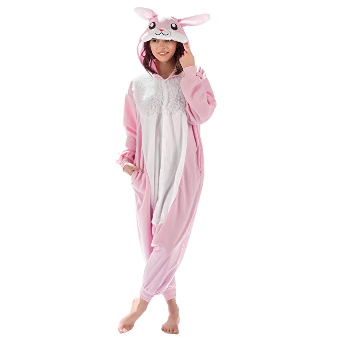 Emolly Fashion Adult Bunny Animal Onesie Costume Pajamas for Adults and Teens