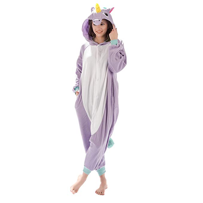 Emolly Fashion Adult Unicorn Animal Onesie Costume Pajamas for Adults and Teens
