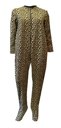 Totally Pink! Women's Brown Leopard Fleece One Piece Footie Pajama