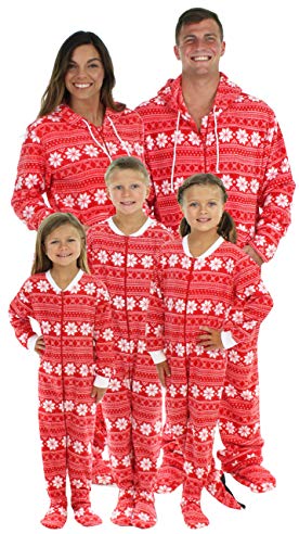 SleepytimePjs Family Matching Red Snowflake Onesie PJs Footed Pajamas